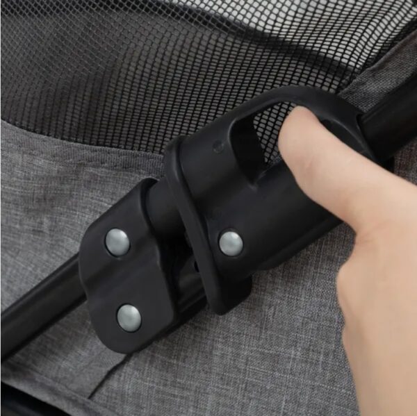 Foldable Pet Stroller, Small Dog Cat Stroller With Storage Basket For Small Puppies, Gray And Black - Image 7