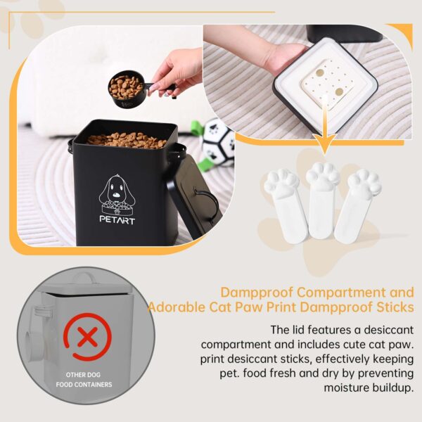 Dog Food Storage Container, Metal Pet Food Storage Containers, Cat Food Storage Container With Spoon & Cute Desiccant - Image 4