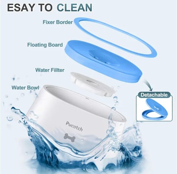 Dog Water Bowl No Spill 2L 70oz Spill Proof Dog Water Bowl Slow Water Feeder For Dogs - Image 3