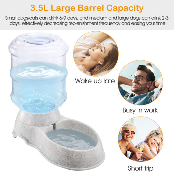 3.5L 1Gal Pet Water Dispenser Self-Dispensing Gravity Pets Water Feeder Automatic Pet Waterer Cat Dog - Image 2