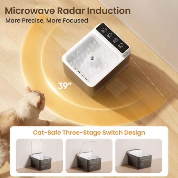 Wireless Charging Battery Driven 304 Stainless Steel Cat Automatic Induction Pet Water Fountain - Image 5