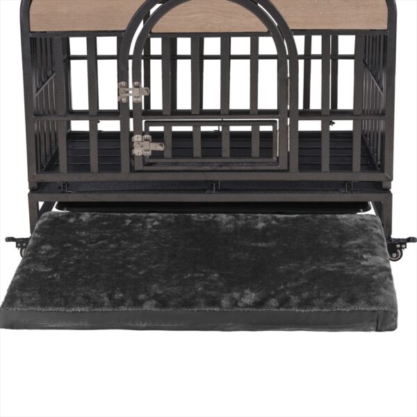 46in Heavy Duty Dog Crate, Furniture Style Dog Crate With Removable Trays And Wheels For High Anxiety Dogs - Image 7