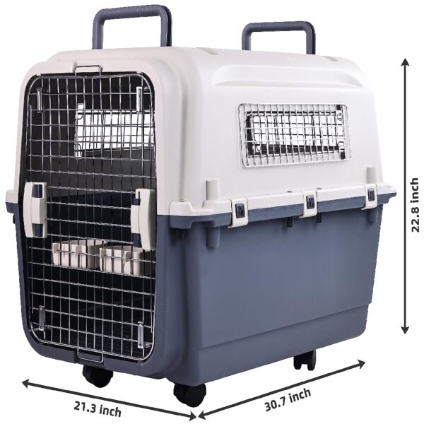Only Supports Self Pickup  Plastic Dog Kennel, Pet Transport, Rolling Plastic Airline Approved Wire Door Travelling Dog Crate, Small-Medium-Large - Image 2