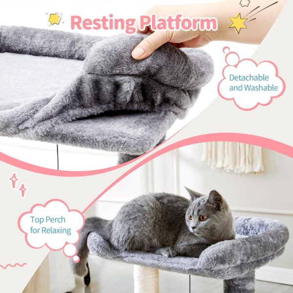 Small 4-in-1 Cat Tree Tower With Self-grooming Brush And Natural Sisal Scratching Post, Soft Plush Cat Bed And Hanging Ball, Suitable For Indoor Kittens - Image 4