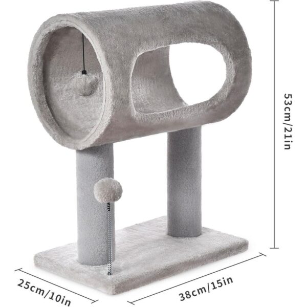 Gray Indoor Cat Tree With Hanging Ball 20.5Cat Tree With Tunnel Bed And Scratching Post Cat Tower - Image 10