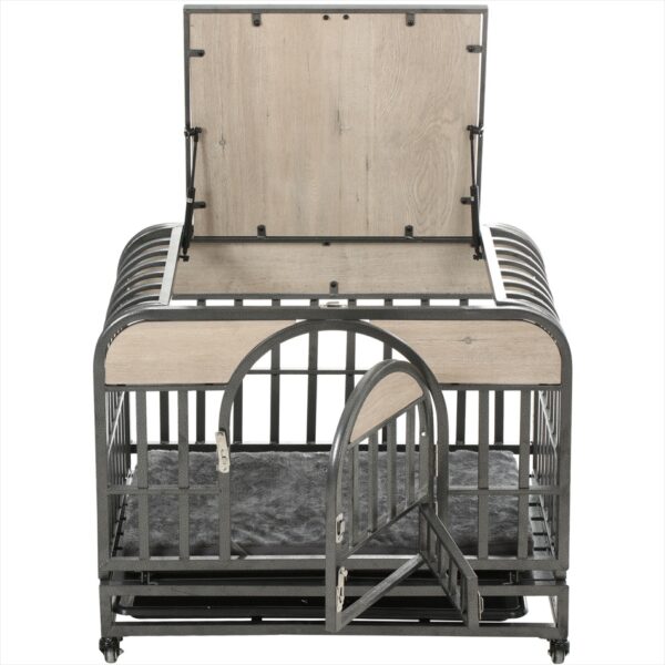 46in Heavy Duty Dog Crate, Furniture Style Dog Crate With Removable Trays And Wheels For High Anxiety Dogs - Image 10