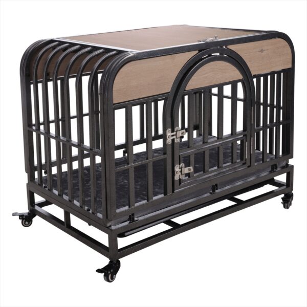 46in Heavy Duty Dog Crate, Furniture Style Dog Crate With Removable Trays And Wheels For High Anxiety Dogs - Image 8