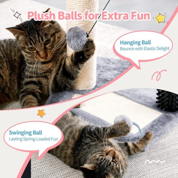 Small 4-in-1 Cat Tree Tower With Self-grooming Brush And Natural Sisal Scratching Post, Soft Plush Cat Bed And Hanging Ball, Suitable For Indoor Kittens - Image 10