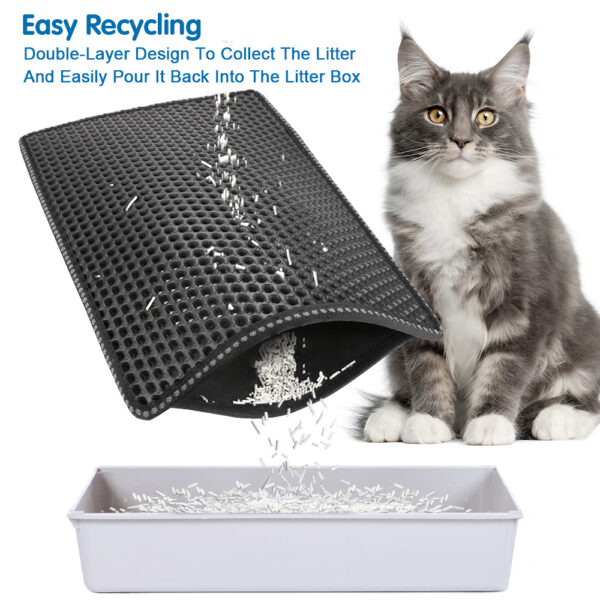 Double Rice Grain Cat Litter Mat, Cat Litter Cleaning Pad, Cat Litter Box Mat, Splash Guard Filter Mat - Image 6