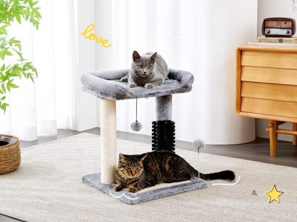 Small 4-in-1 Cat Tree Tower With Self-grooming Brush And Natural Sisal Scratching Post, Soft Plush Cat Bed And Hanging Ball, Suitable For Indoor Kittens - Image 5