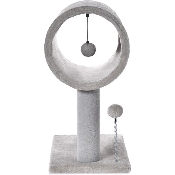 Gray Indoor Cat Tree With Hanging Ball 20.5Cat Tree With Tunnel Bed And Scratching Post Cat Tower - Image 3