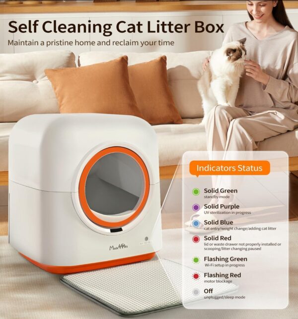 60L Automatic Cat Litter Box, Smart App Control, Deodorizing, Infrared Sensor, Suitable For Multiple Cats - Image 7