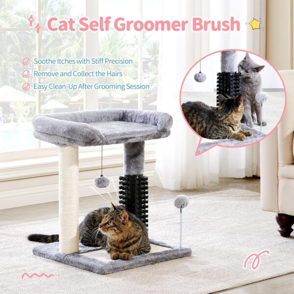 Small 4-in-1 Cat Tree Tower With Self-grooming Brush And Natural Sisal Scratching Post, Soft Plush Cat Bed And Hanging Ball, Suitable For Indoor Kittens - Image 7