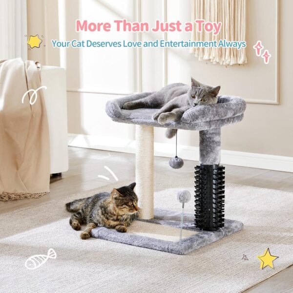 Small 4-in-1 Cat Tree Tower With Self-grooming Brush And Natural Sisal Scratching Post, Soft Plush Cat Bed And Hanging Ball, Suitable For Indoor Kittens - Image 3