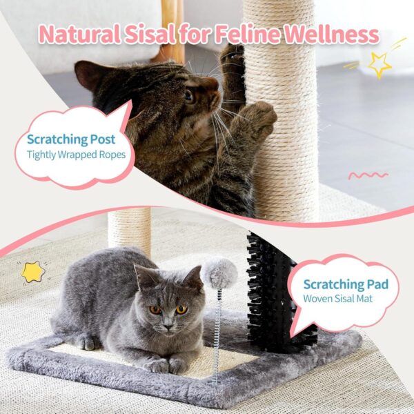 Small 4-in-1 Cat Tree Tower With Self-grooming Brush And Natural Sisal Scratching Post, Soft Plush Cat Bed And Hanging Ball, Suitable For Indoor Kittens - Image 9