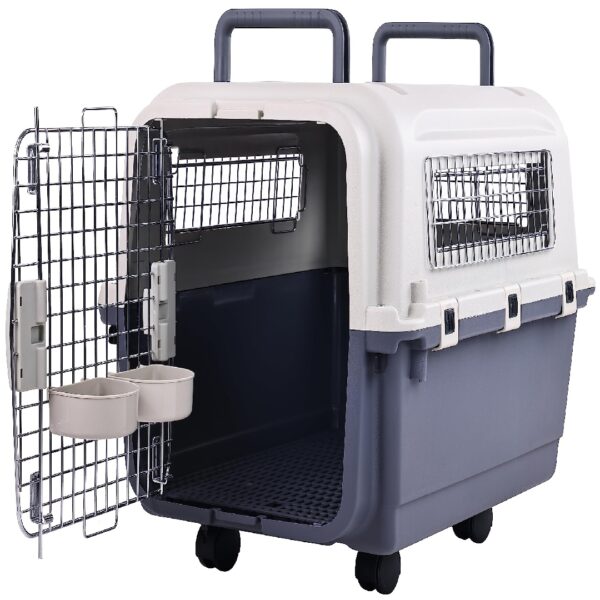 Only Supports Self Pickup  Plastic Dog Kennel, Pet Transport, Rolling Plastic Airline Approved Wire Door Travelling Dog Crate, Small-Medium-Large - Image 9