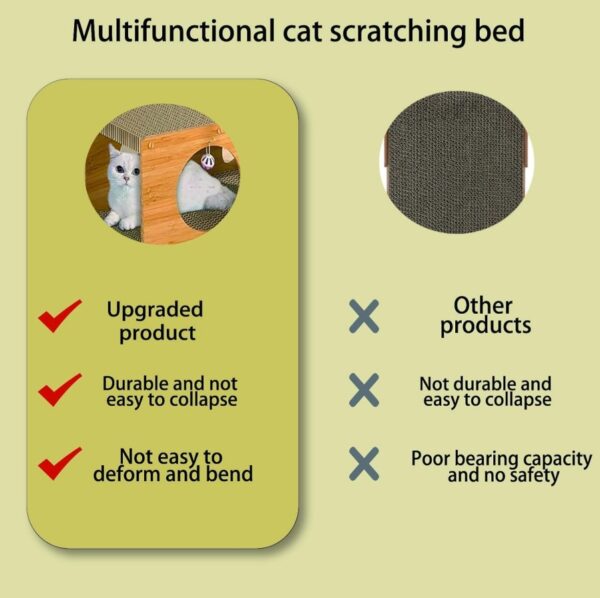 MUlti-Hole Fun Cat Tunnel With Scratching Board And Game Pom Pom Cat Tunnel House, Interactive Cat Scratching House, Self-improvement Drilling Hole Teaser, Must-have For Multi-Cat Families - Image 5