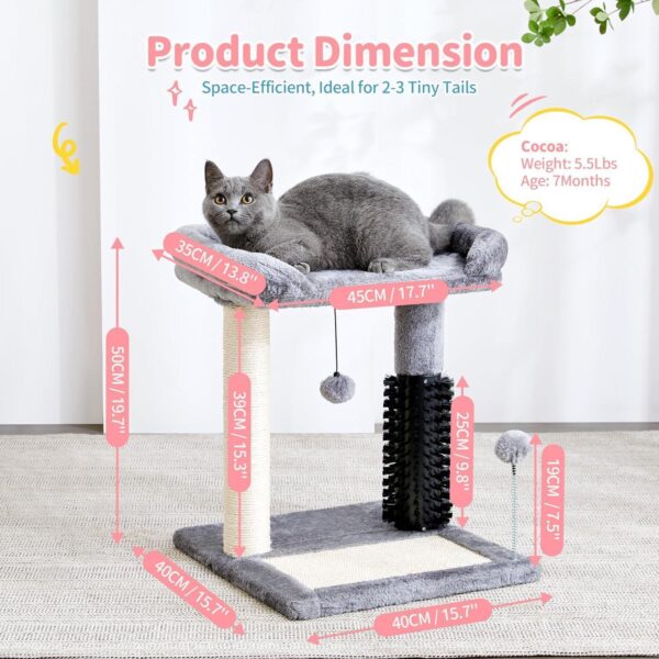 Small 4-in-1 Cat Tree Tower With Self-grooming Brush And Natural Sisal Scratching Post, Soft Plush Cat Bed And Hanging Ball, Suitable For Indoor Kittens - Image 6