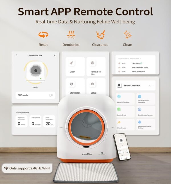 60L Automatic Cat Litter Box, Smart App Control, Deodorizing, Infrared Sensor, Suitable For Multiple Cats - Image 3