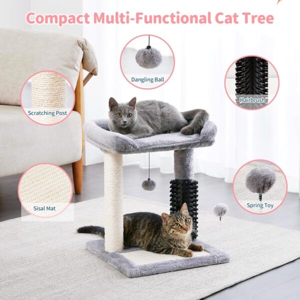 Small 4-in-1 Cat Tree Tower With Self-grooming Brush And Natural Sisal Scratching Post, Soft Plush Cat Bed And Hanging Ball, Suitable For Indoor Kittens - Image 8