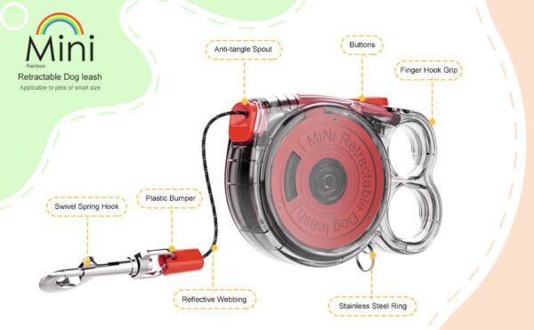 Mini Retractable Dog Leash - For Small Pets Lightweight Design Easy To Use Ideal For Outdoor Use - Image 5