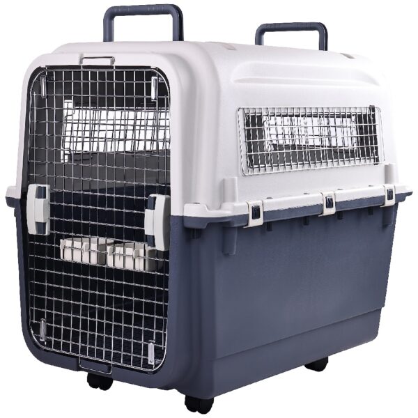 Only Supports Self Pickup  Plastic Dog Kennel, Pet Transport, Rolling Plastic Airline Approved Wire Door Travelling Dog Crate, Small-Medium-Large - Image 3