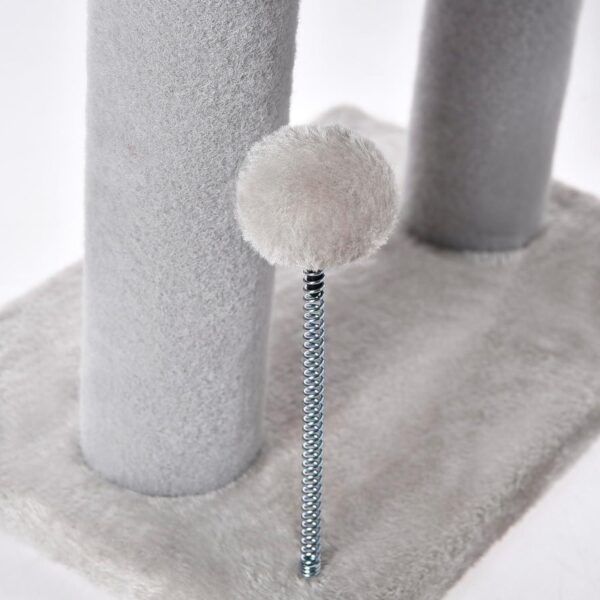Gray Indoor Cat Tree With Hanging Ball 20.5Cat Tree With Tunnel Bed And Scratching Post Cat Tower - Image 9