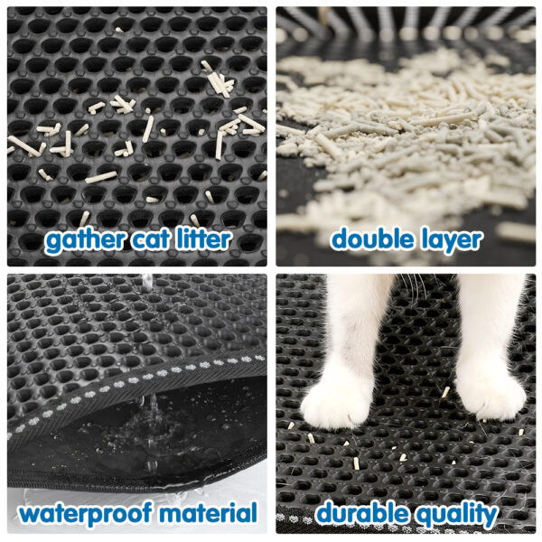 Double Rice Grain Cat Litter Mat, Cat Litter Cleaning Pad, Cat Litter Box Mat, Splash Guard Filter Mat - Image 5